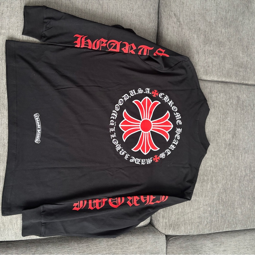 Chrome Hearts Black and Red Long Sleeve Tee